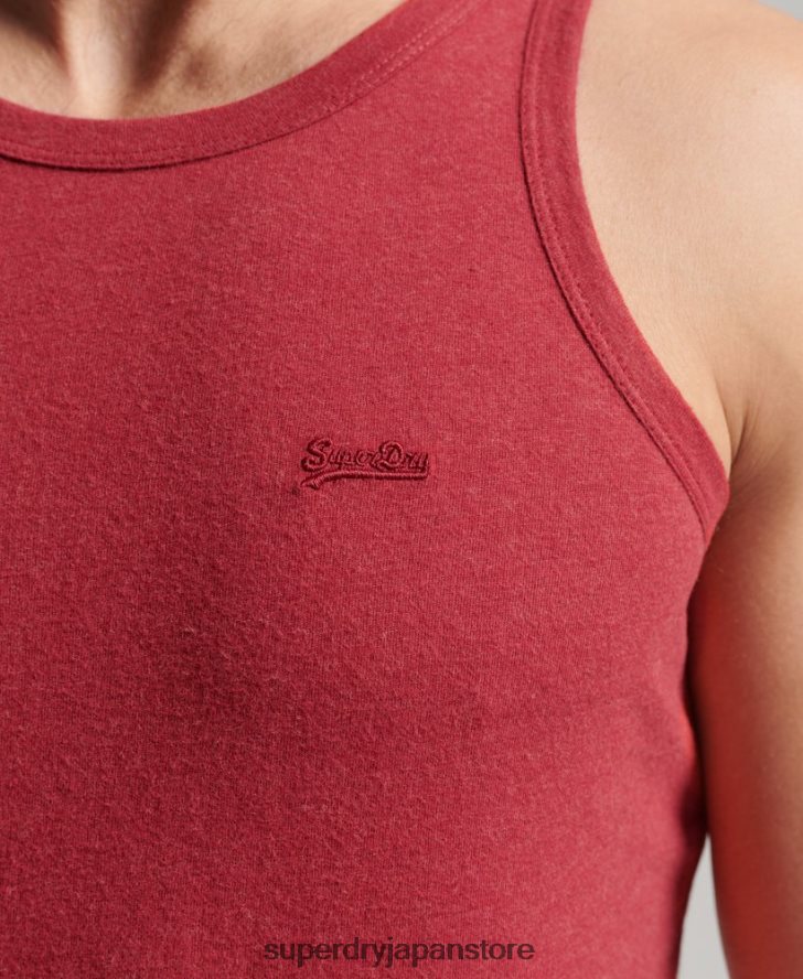 オーガニックコットンのヴィンテージロゴベストトップ 男性 Superdry 衣類 赤 2J62PZ1490