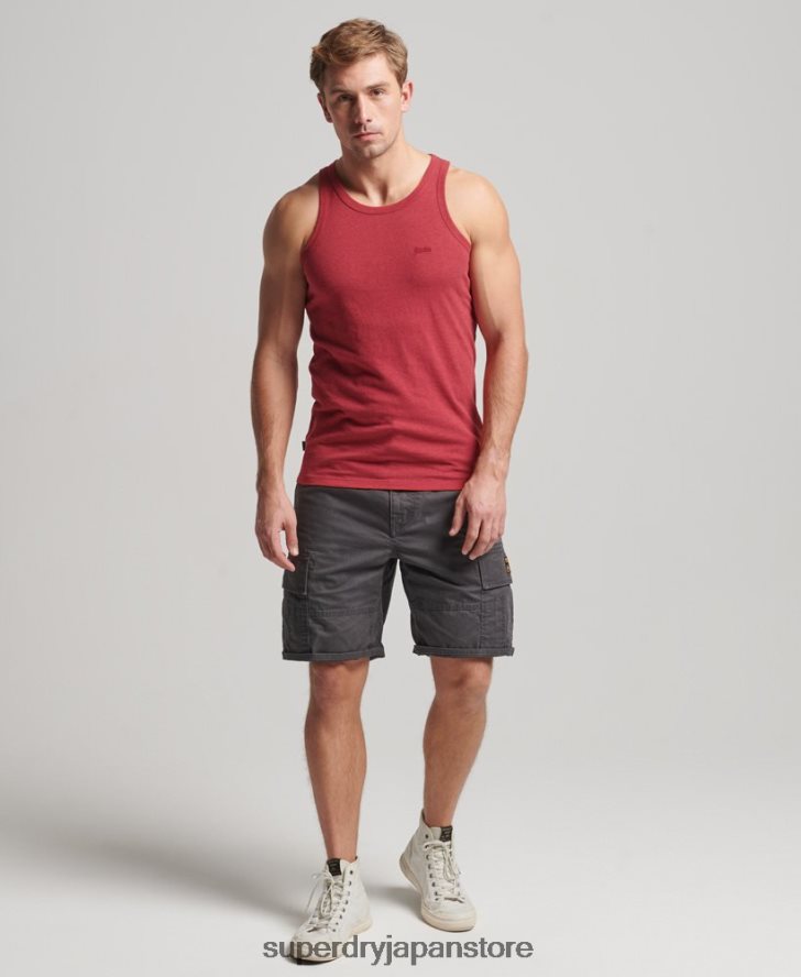 オーガニックコットンのヴィンテージロゴベストトップ 男性 Superdry 衣類 赤 2J62PZ1490