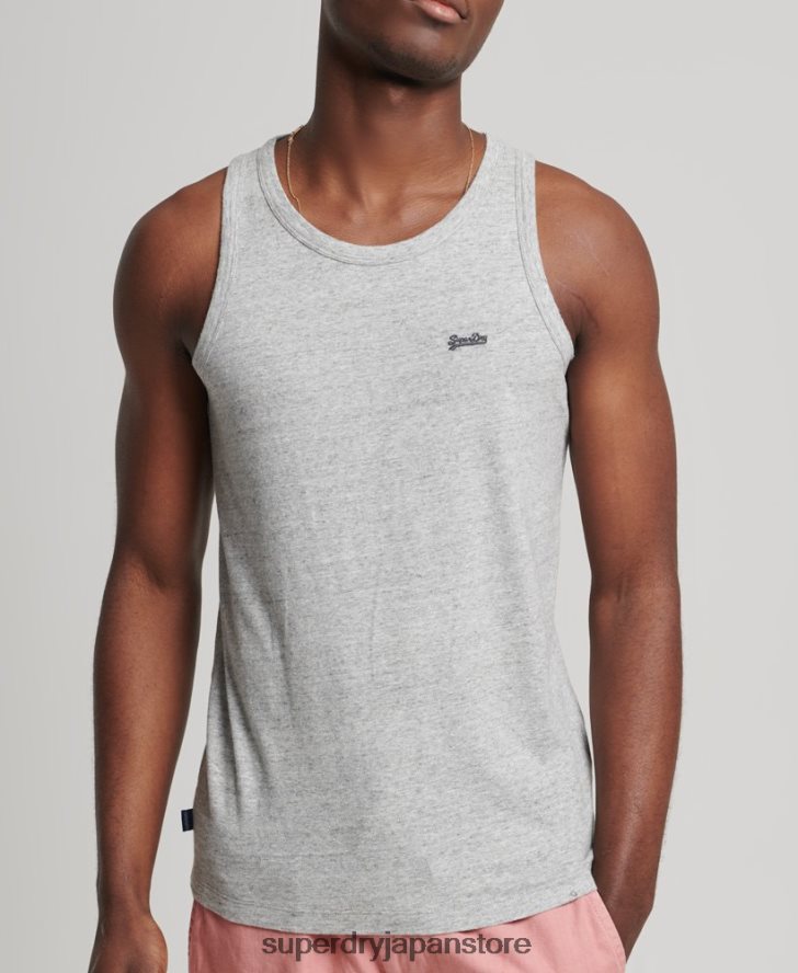 オーガニックコットンのヴィンテージロゴベストトップ 男性 Superdry 衣類 グレー 2J62PZ1493