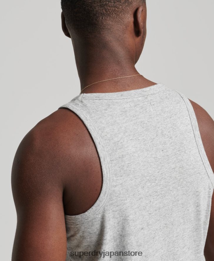 オーガニックコットンのヴィンテージロゴベストトップ 男性 Superdry 衣類 グレー 2J62PZ1493