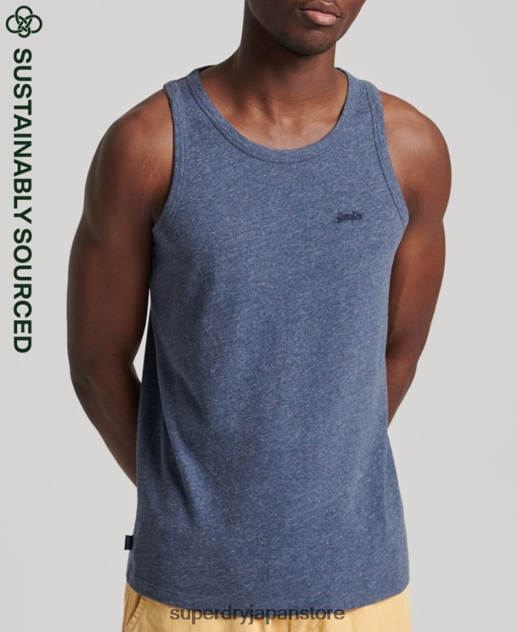 オーガニックコットンのヴィンテージロゴベストトップ 男性 Superdry 衣類 海軍 2J62PZ1494
