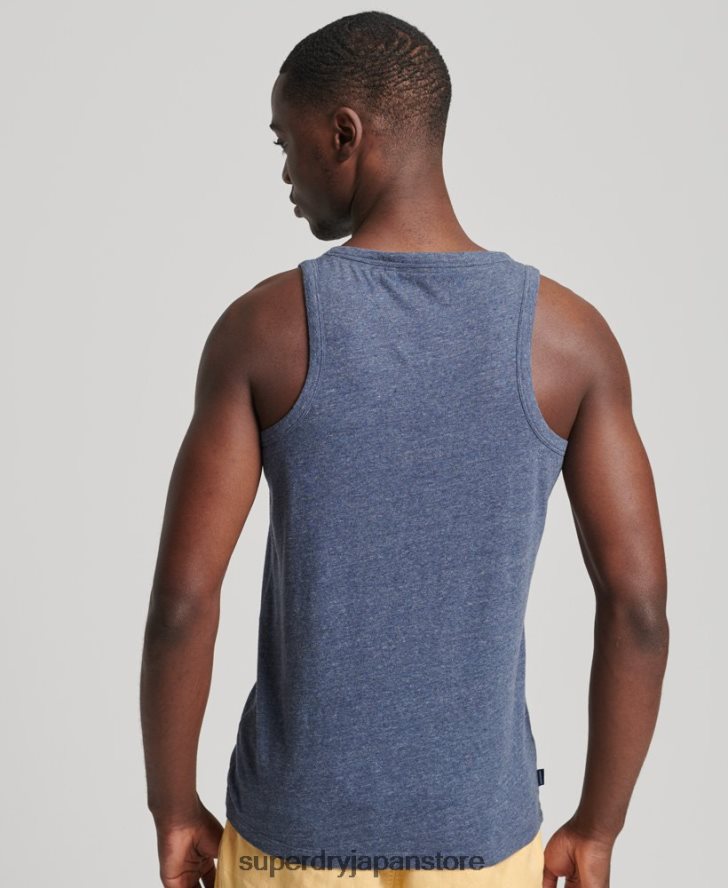 オーガニックコットンのヴィンテージロゴベストトップ 男性 Superdry 衣類 海軍 2J62PZ1494