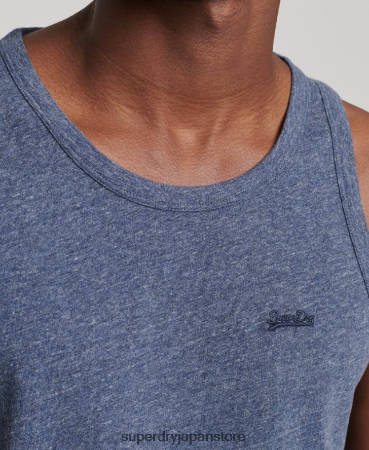 オーガニックコットンのヴィンテージロゴベストトップ 男性 Superdry 衣類 海軍 2J62PZ1494