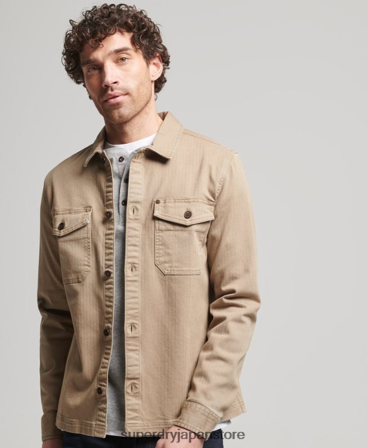 マーチャント ストア - ヘリンボーン オーバーシャ​​ツ 男性 Superdry 衣類 黄褐色 2J62PZ150