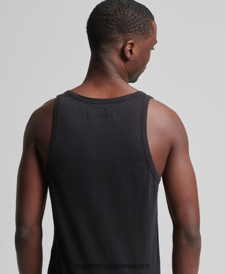 オーガニックコットンのヴィンテージロゴベストトップ 男性 Superdry 衣類 黒 2J62PZ1500