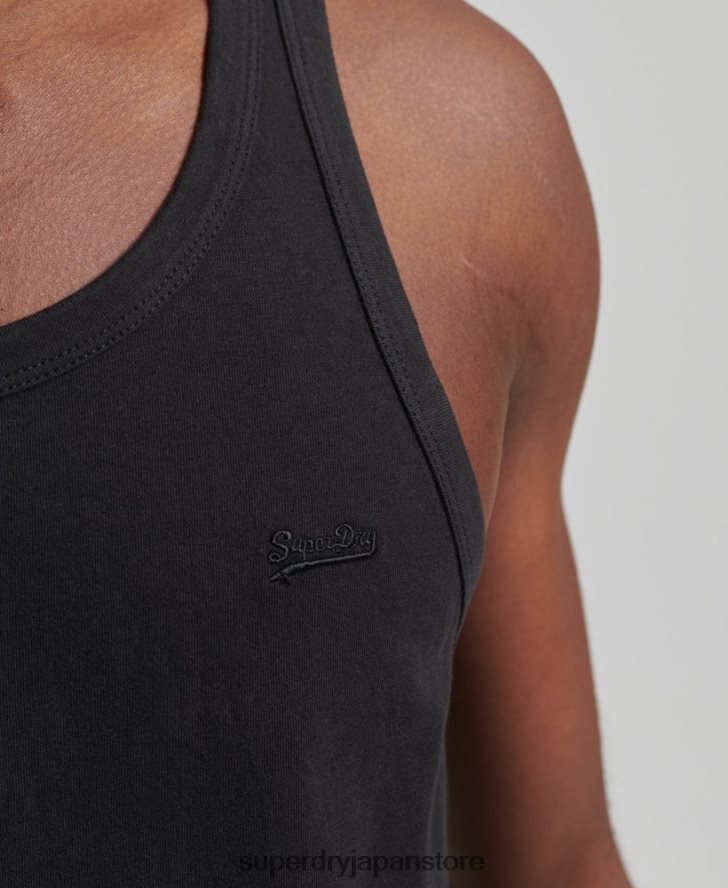 オーガニックコットンのヴィンテージロゴベストトップ 男性 Superdry 衣類 黒 2J62PZ1500