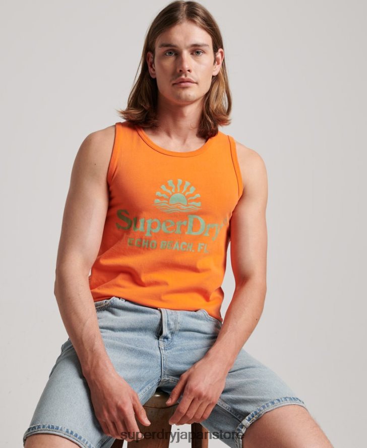 ヴィンテージ会場ネオンベスト 男性 Superdry 衣類 オレンジ 2J62PZ1501