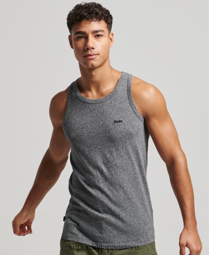 オーガニックコットンのヴィンテージロゴベストトップ 男性 Superdry 衣類 濃い灰色 2J62PZ1502