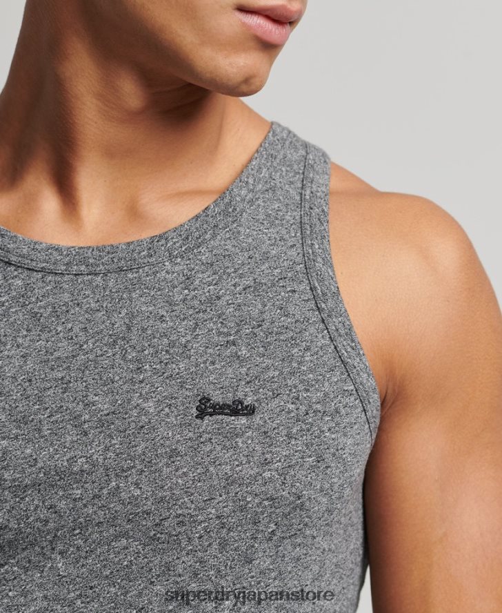 オーガニックコットンのヴィンテージロゴベストトップ 男性 Superdry 衣類 濃い灰色 2J62PZ1502