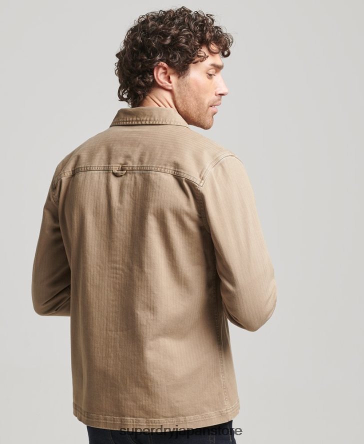マーチャント ストア - ヘリンボーン オーバーシャ​​ツ 男性 Superdry 衣類 黄褐色 2J62PZ150
