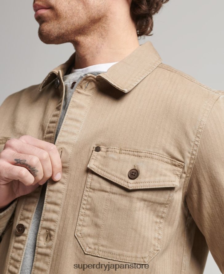マーチャント ストア - ヘリンボーン オーバーシャ​​ツ 男性 Superdry 衣類 黄褐色 2J62PZ150