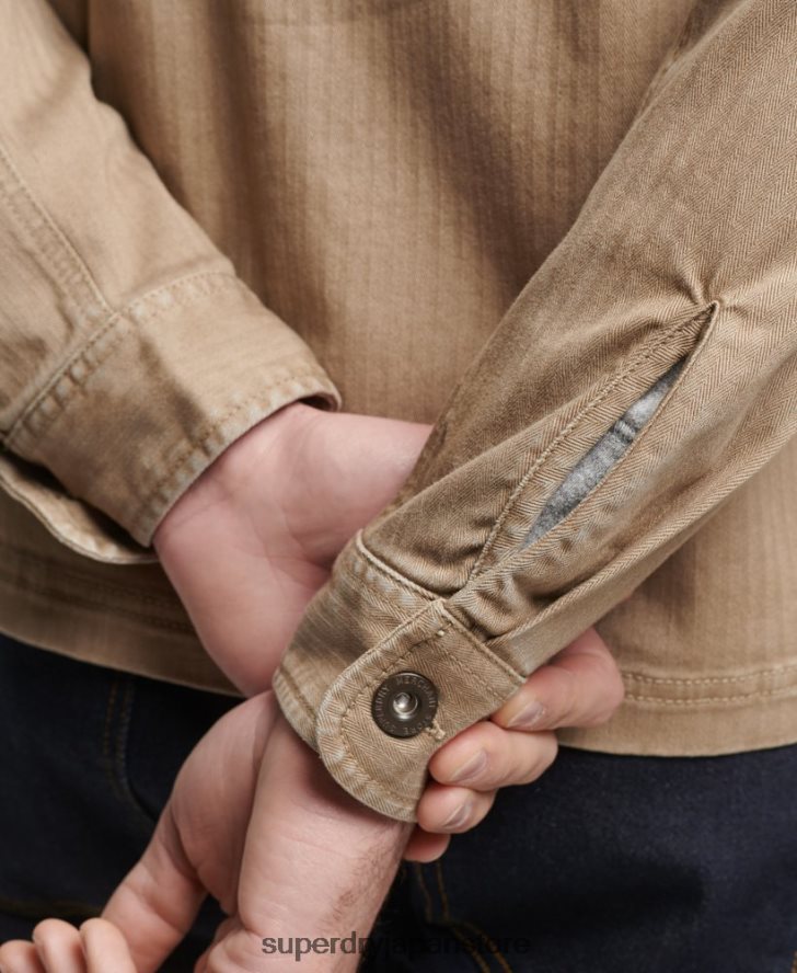マーチャント ストア - ヘリンボーン オーバーシャ​​ツ 男性 Superdry 衣類 黄褐色 2J62PZ150