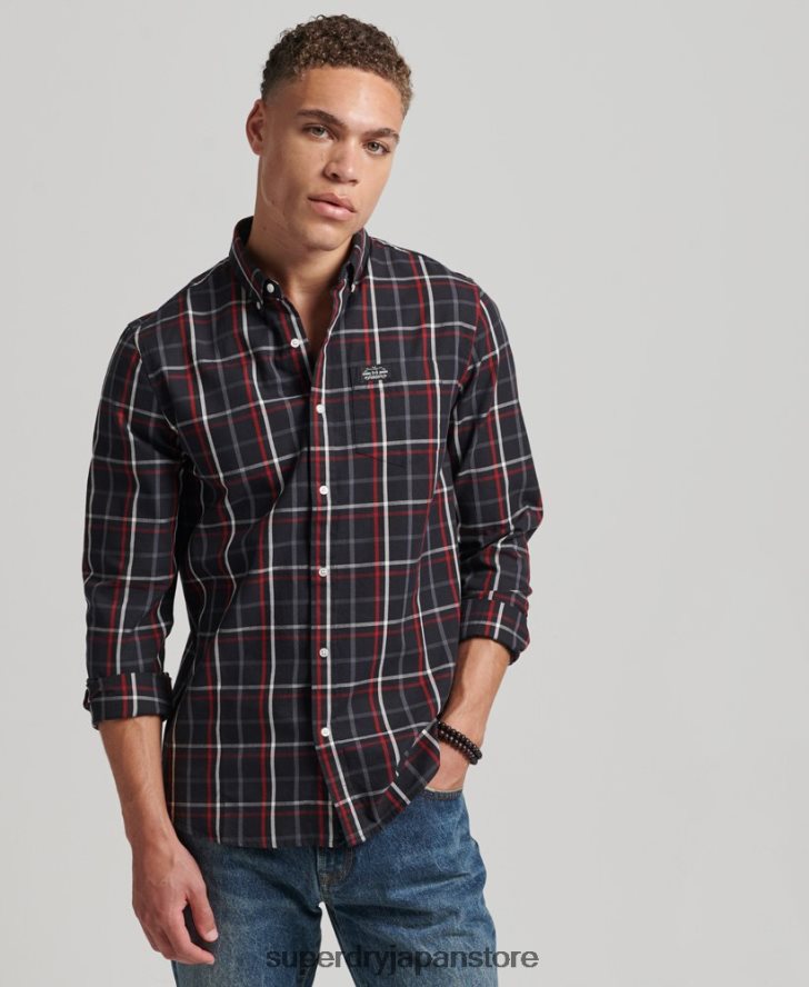 コットンチェックマーチャントシャツ 男性 Superdry 衣類 黒 2J62PZ151