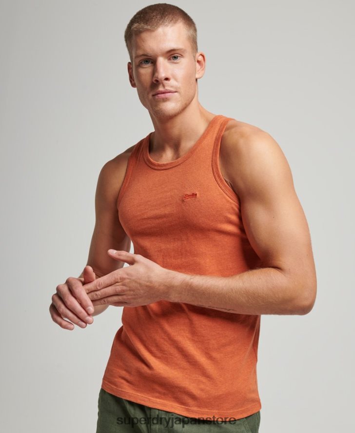 オーガニックコットンのヴィンテージロゴベストトップ 男性 Superdry 衣類 オレンジ 2J62PZ1511