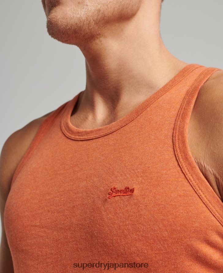 オーガニックコットンのヴィンテージロゴベストトップ 男性 Superdry 衣類 オレンジ 2J62PZ1511