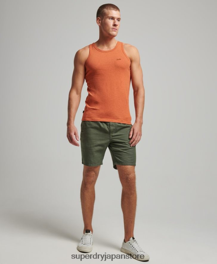 オーガニックコットンのヴィンテージロゴベストトップ 男性 Superdry 衣類 オレンジ 2J62PZ1511