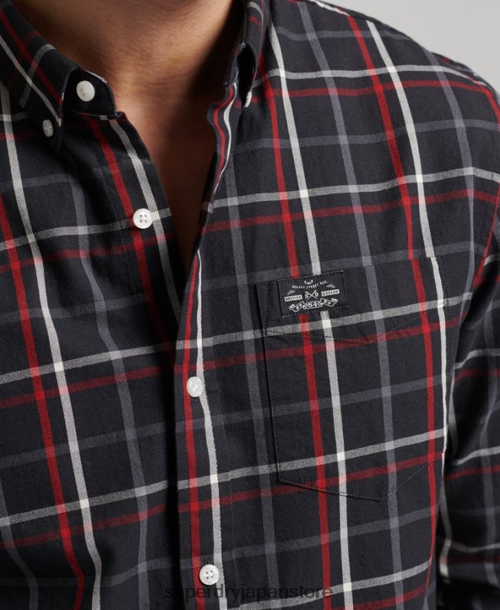 コットンチェックマーチャントシャツ 男性 Superdry 衣類 黒 2J62PZ151