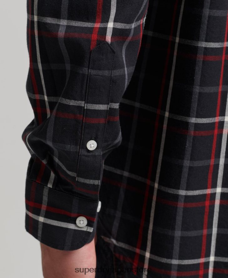 コットンチェックマーチャントシャツ 男性 Superdry 衣類 黒 2J62PZ151
