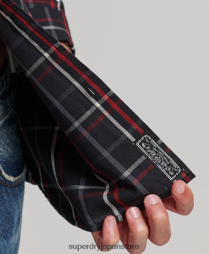 コットンチェックマーチャントシャツ 男性 Superdry 衣類 黒 2J62PZ151