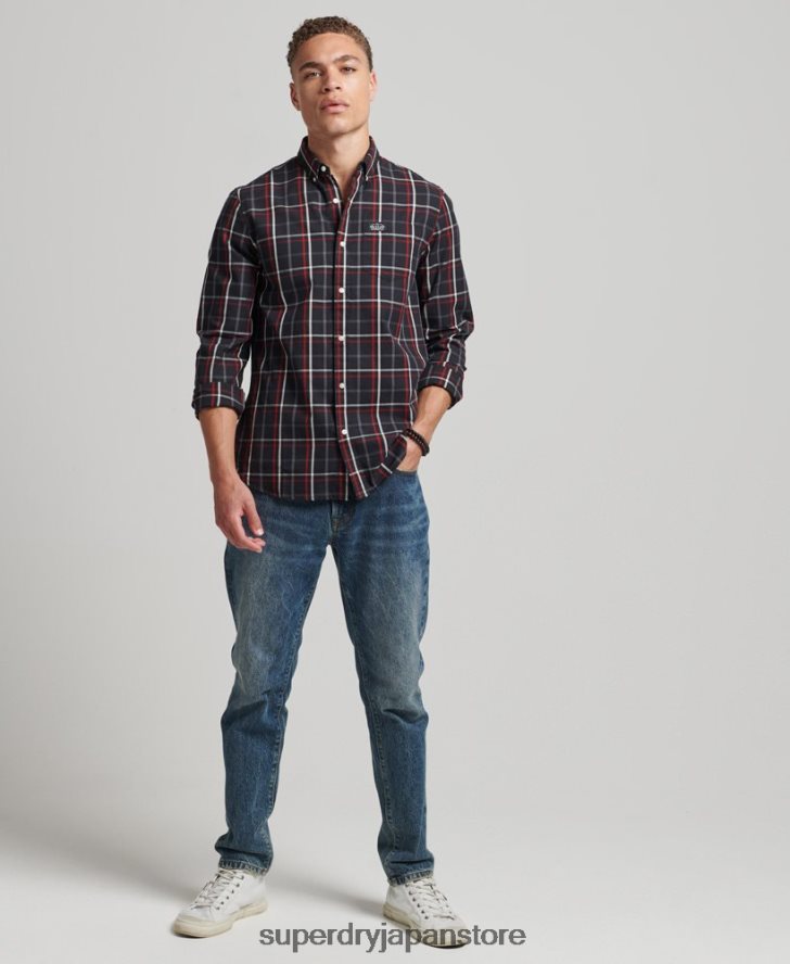 コットンチェックマーチャントシャツ 男性 Superdry 衣類 黒 2J62PZ151