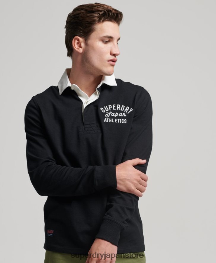 ヴィンテージアップリケラグビーシャツ 男性 Superdry 衣類 黒 2J62PZ1523