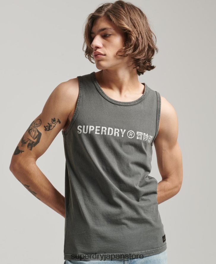 ヴィンテージコーポレーションロゴベスト 男性 Superdry 衣類 濃い灰色 2J62PZ1524