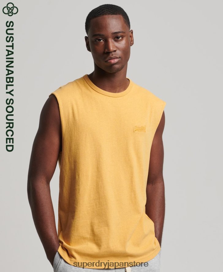 オーガニックコットンのクラシックタンクトップ 男性 Superdry 衣類 黄色 2J62PZ1529