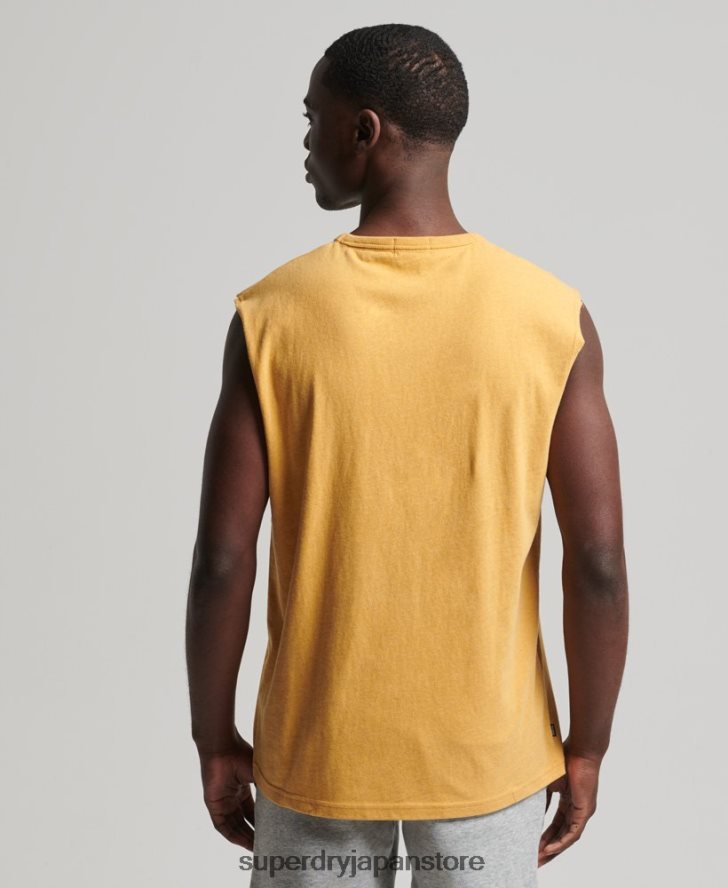 オーガニックコットンのクラシックタンクトップ 男性 Superdry 衣類 黄色 2J62PZ1529