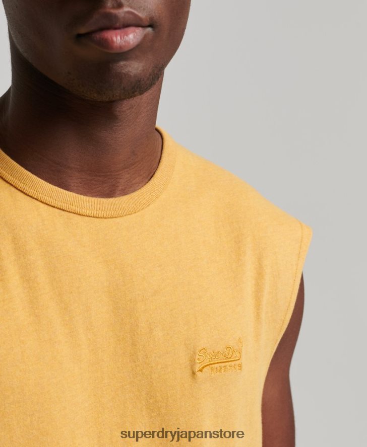 オーガニックコットンのクラシックタンクトップ 男性 Superdry 衣類 黄色 2J62PZ1529