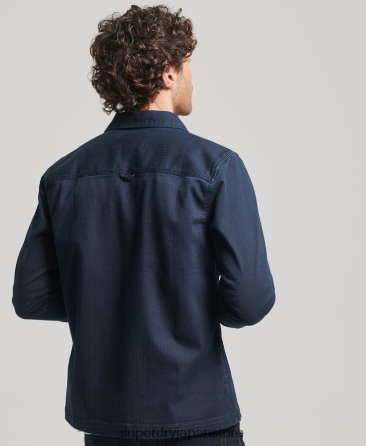マーチャント ストア - ヘリンボーン オーバーシャ​​ツ 男性 Superdry 衣類 海軍 2J62PZ152