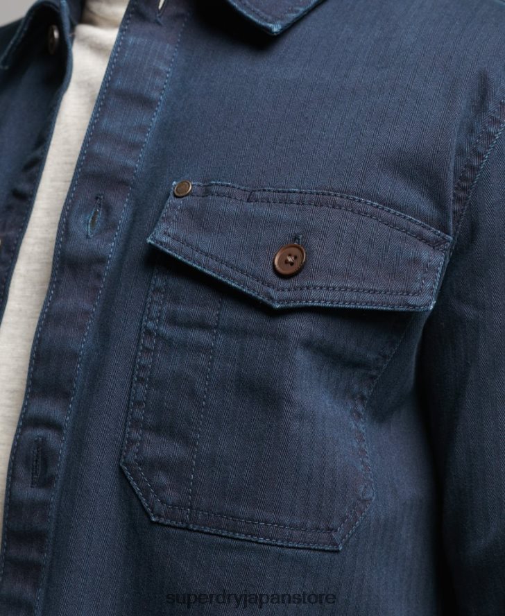 マーチャント ストア - ヘリンボーン オーバーシャ​​ツ 男性 Superdry 衣類 海軍 2J62PZ152