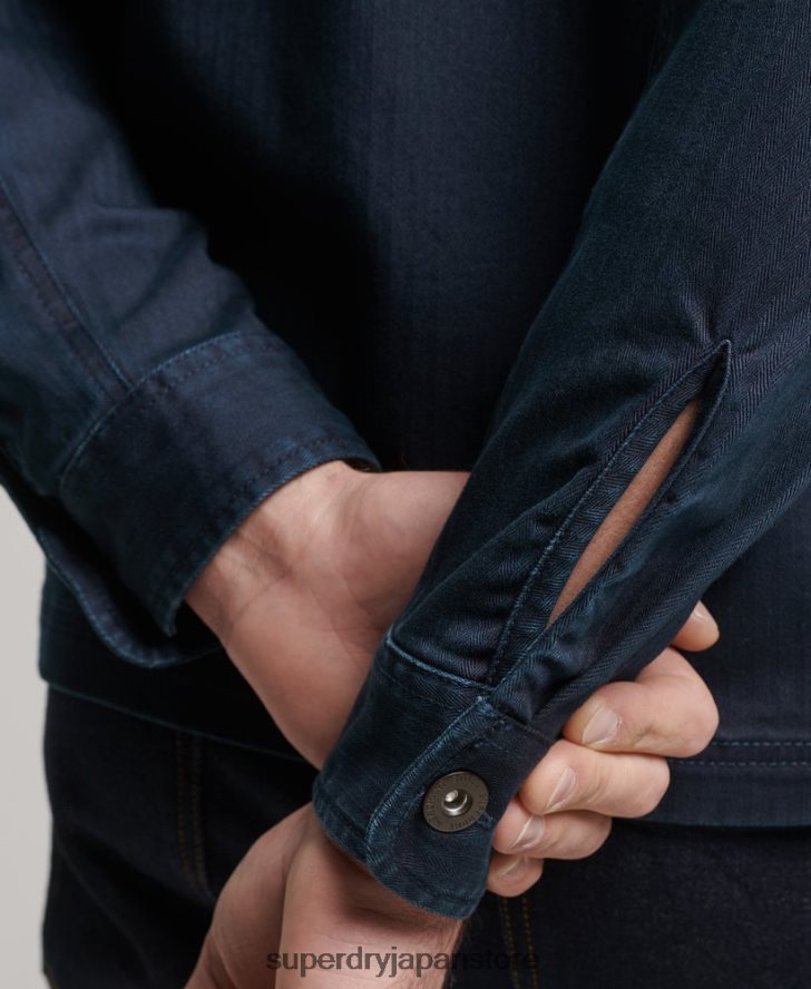 マーチャント ストア - ヘリンボーン オーバーシャ​​ツ 男性 Superdry 衣類 海軍 2J62PZ152
