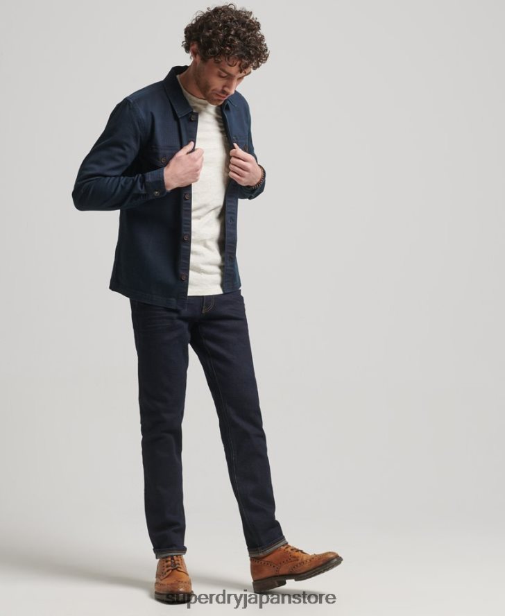 マーチャント ストア - ヘリンボーン オーバーシャ​​ツ 男性 Superdry 衣類 海軍 2J62PZ152