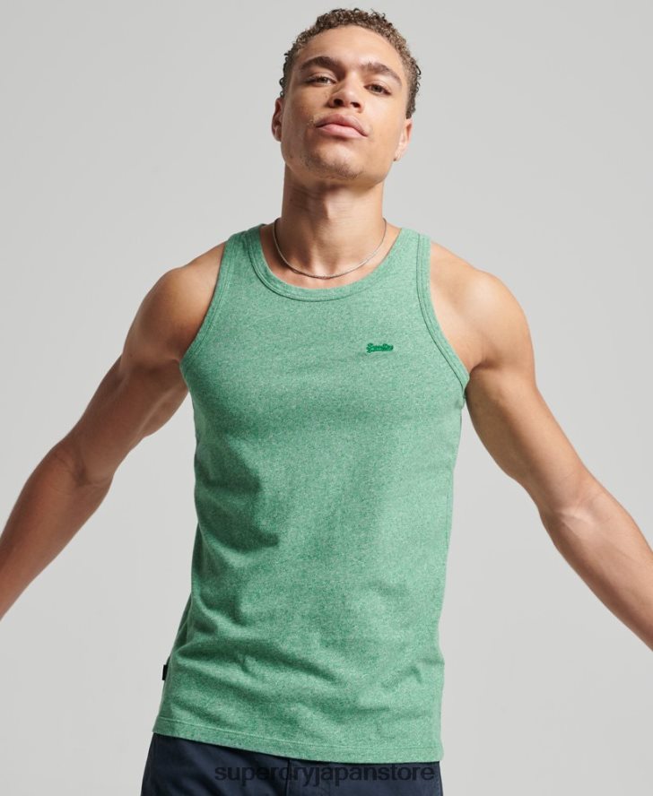 オーガニックコットンのヴィンテージロゴベストトップ 男性 Superdry 衣類 緑 2J62PZ1535