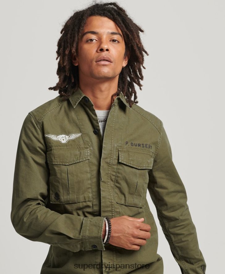 パッチワークのミリタリーシャツ 男性 Superdry 衣類 カーキ 2J62PZ154