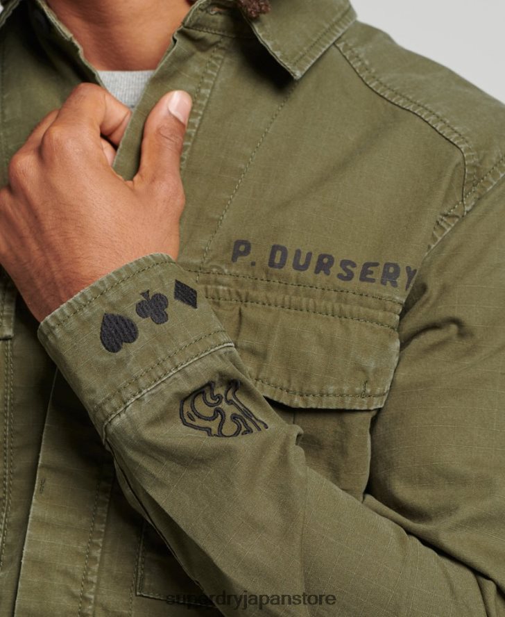 パッチワークのミリタリーシャツ 男性 Superdry 衣類 カーキ 2J62PZ154