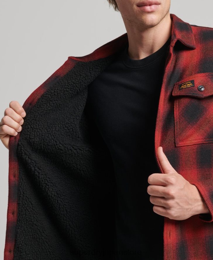 シェルパ裏地ミラーウールオーバーシャ​​ツ 男性 Superdry 衣類 赤 2J62PZ155