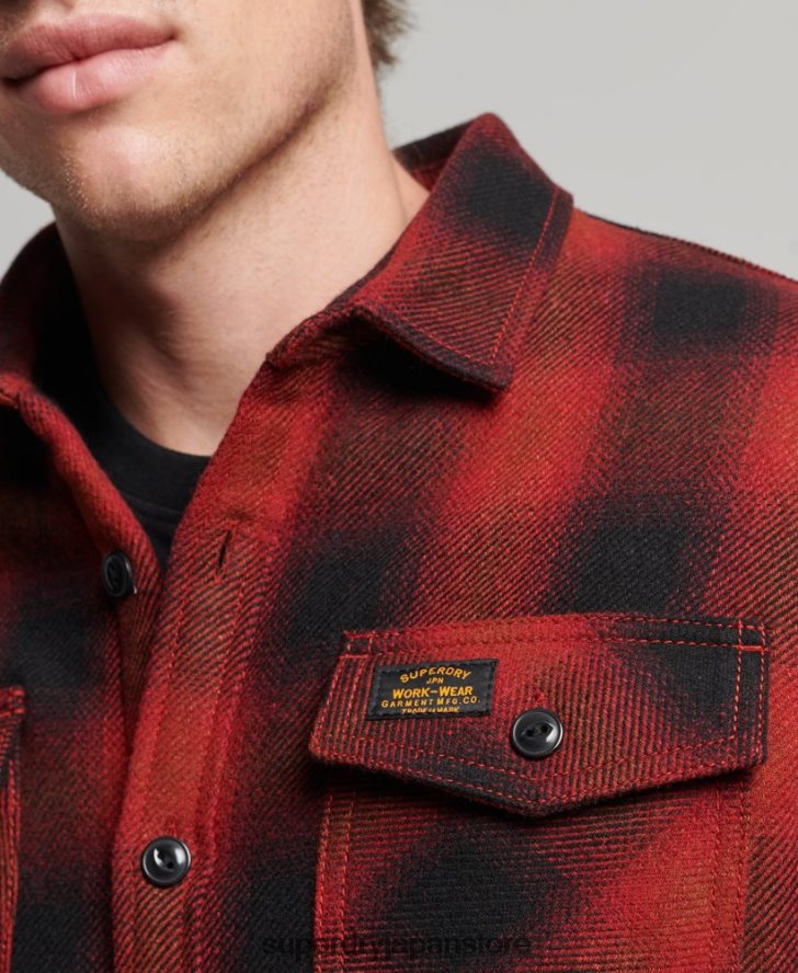 シェルパ裏地ミラーウールオーバーシャ​​ツ 男性 Superdry 衣類 赤 2J62PZ155