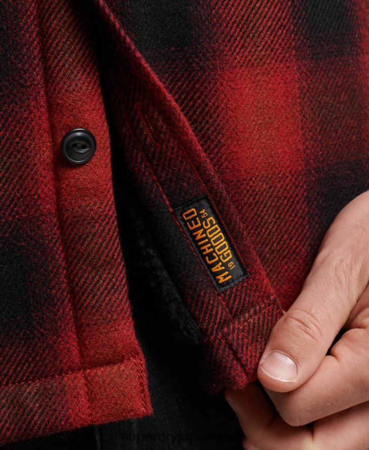シェルパ裏地ミラーウールオーバーシャ​​ツ 男性 Superdry 衣類 赤 2J62PZ155