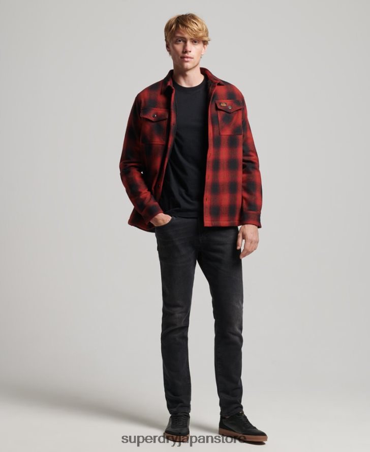シェルパ裏地ミラーウールオーバーシャ​​ツ 男性 Superdry 衣類 赤 2J62PZ155