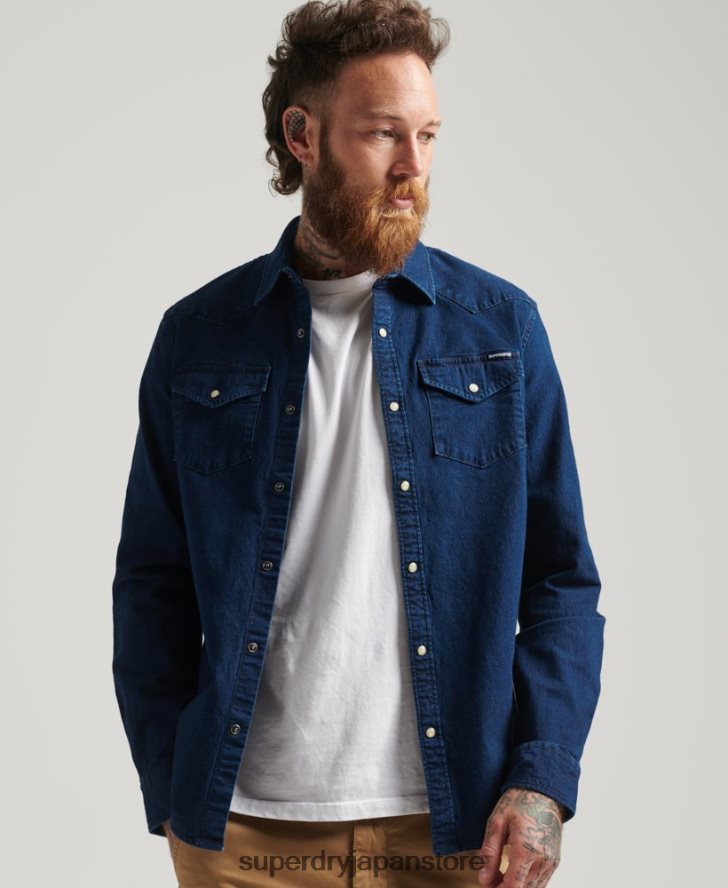 ウエスタンシャツ 男性 Superdry 衣類 濃紺 2J62PZ156