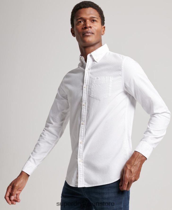 ウォッシュドオックスフォードシャツ 男性 Superdry 衣類 白 2J62PZ157