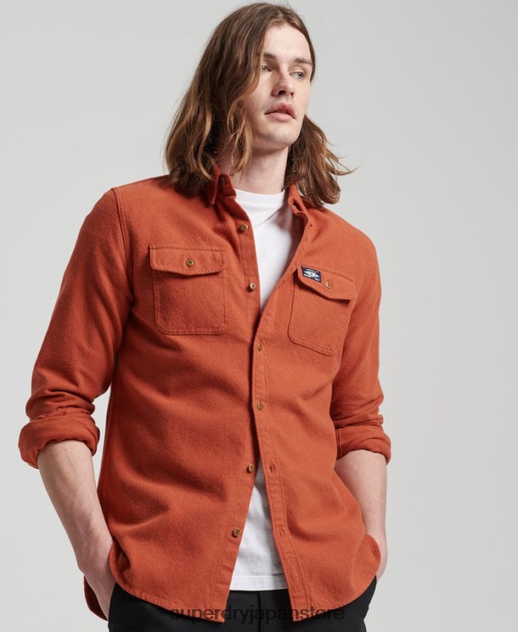 オーガニックコットン トレイルズマン フランネルシャツ 男性 Superdry 衣類 オレンジ 2J62PZ158