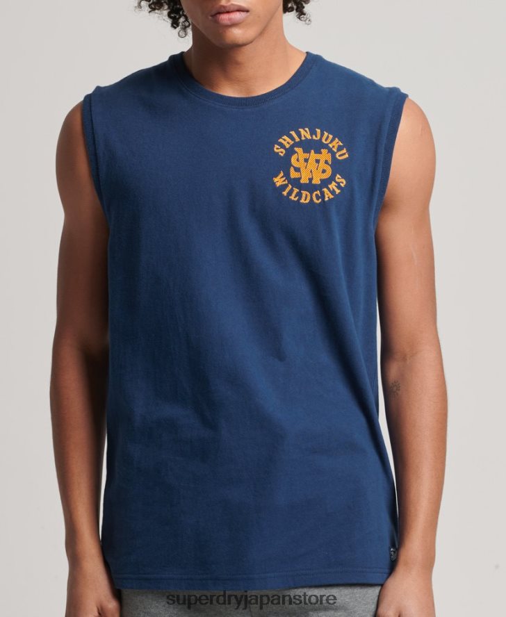 ヴィンテージカレッジタンクトップ 男性 Superdry 衣類 海軍 2J62PZ1584