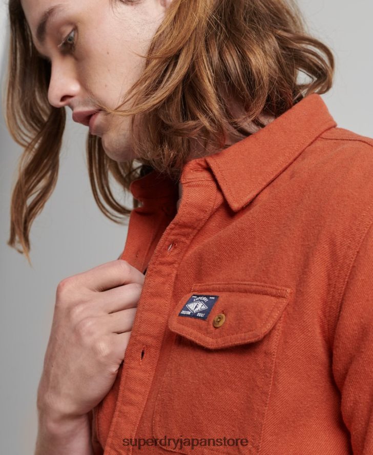 オーガニックコットン トレイルズマン フランネルシャツ 男性 Superdry 衣類 オレンジ 2J62PZ158