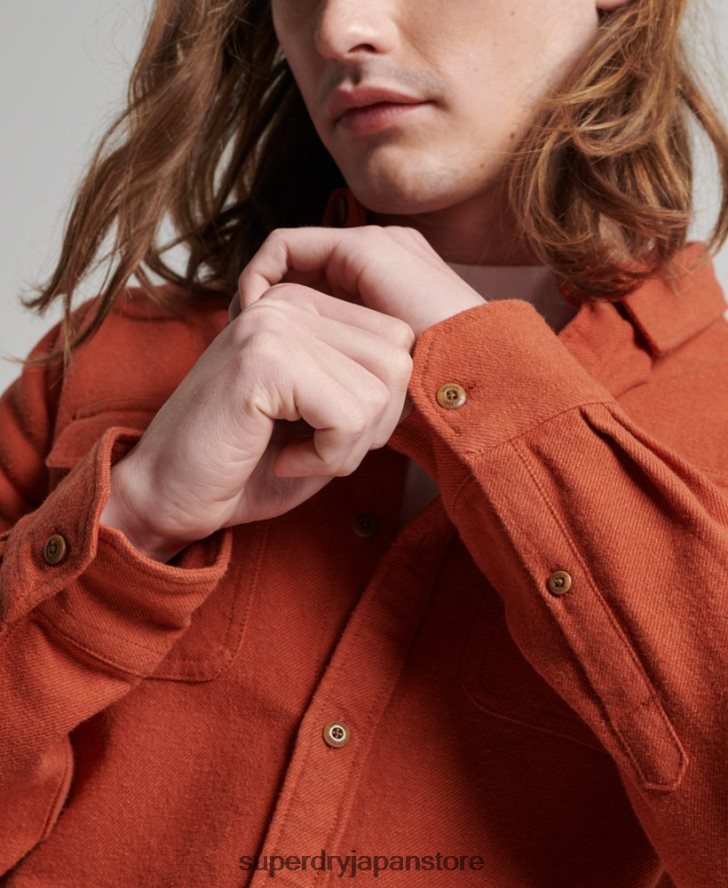 オーガニックコットン トレイルズマン フランネルシャツ 男性 Superdry 衣類 オレンジ 2J62PZ158