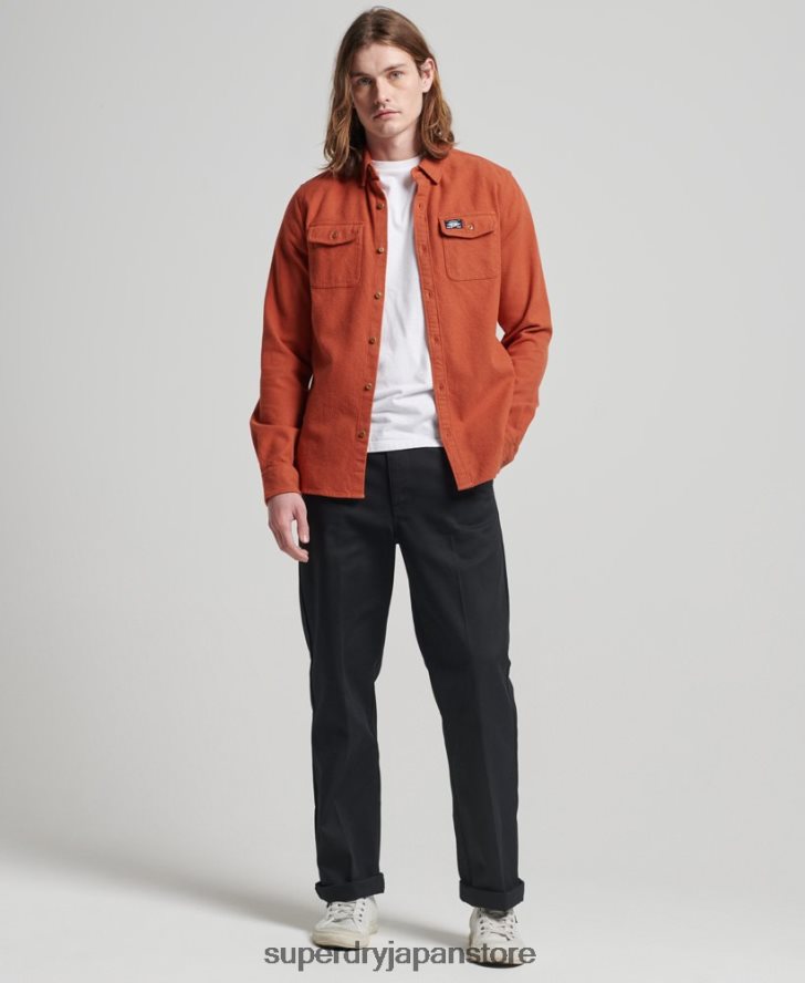 オーガニックコットン トレイルズマン フランネルシャツ 男性 Superdry 衣類 オレンジ 2J62PZ158
