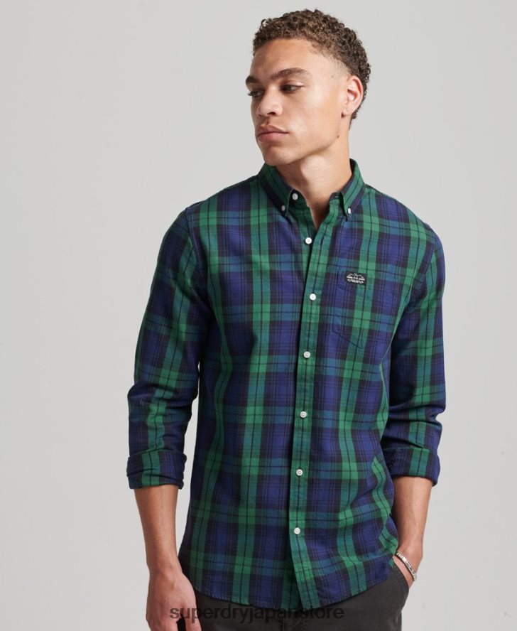 コットンチェックマーチャントシャツ 男性 Superdry 衣類 緑 2J62PZ159