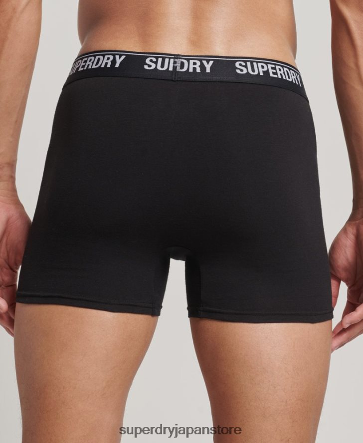 オーガニックコットンボクサー トリプルパック 男性 Superdry 衣類 黒 2J62PZ1597