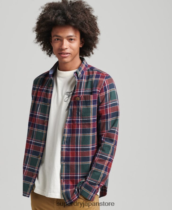 オーガニックコットン ヴィンテージ ランバージャック シャツ 男性 Superdry 衣類 緑 2J62PZ160